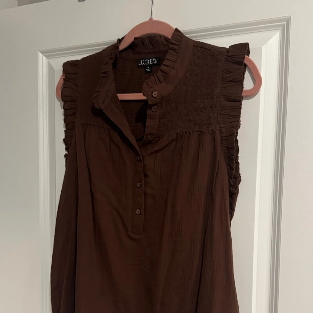 J.Crew Brown Ruffle Sleeve Sleeveless Blouse